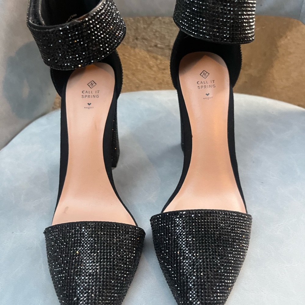 Call It Spring Black Sparkle Heels